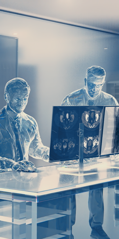 Image of physicians looking at scan