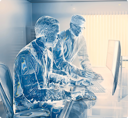 Campaign image of doctors in scan room
